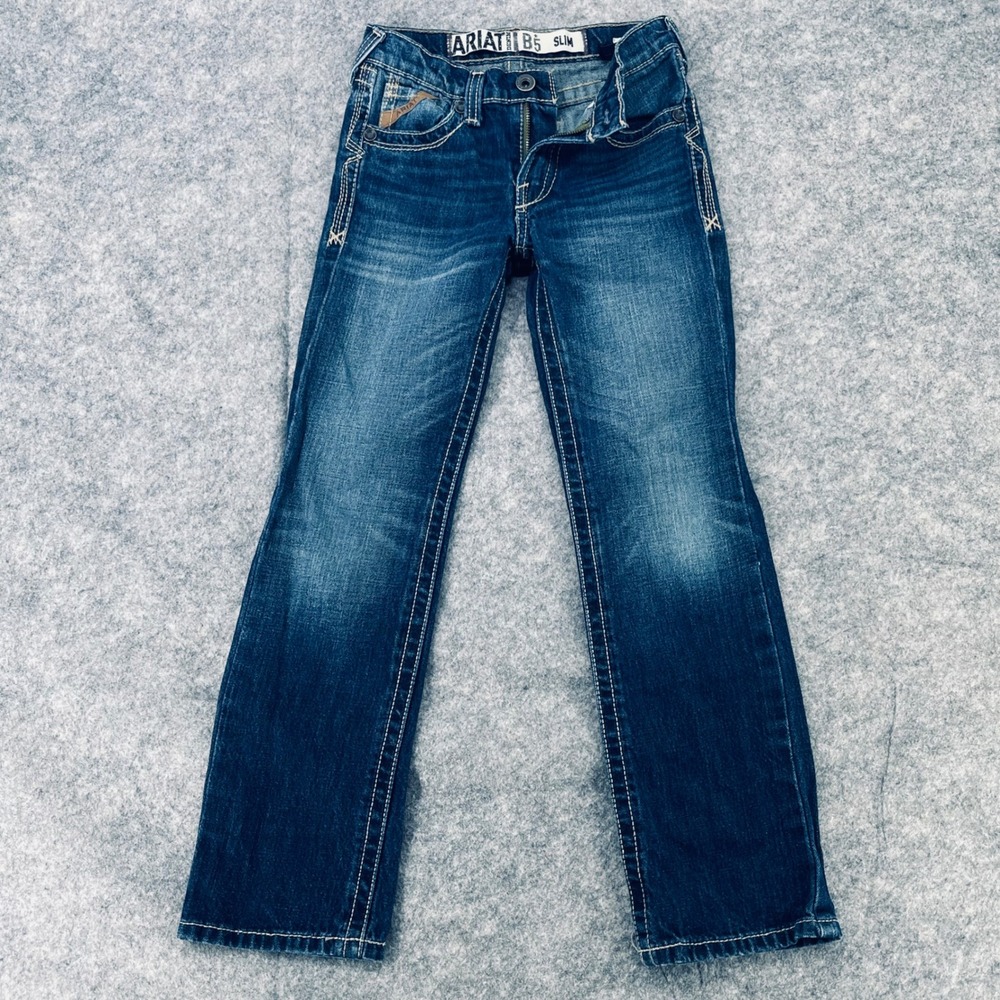 Ariat B5 Slim Jeans Boys 12 Medium Wash Straight Leg Western Denim Youth Rodeo